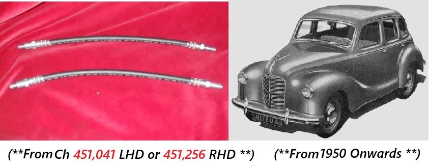 FRONT BRAKE HOSES x2 (Austin A40 Devon & Dorset) (** From 1950- 52 **) 